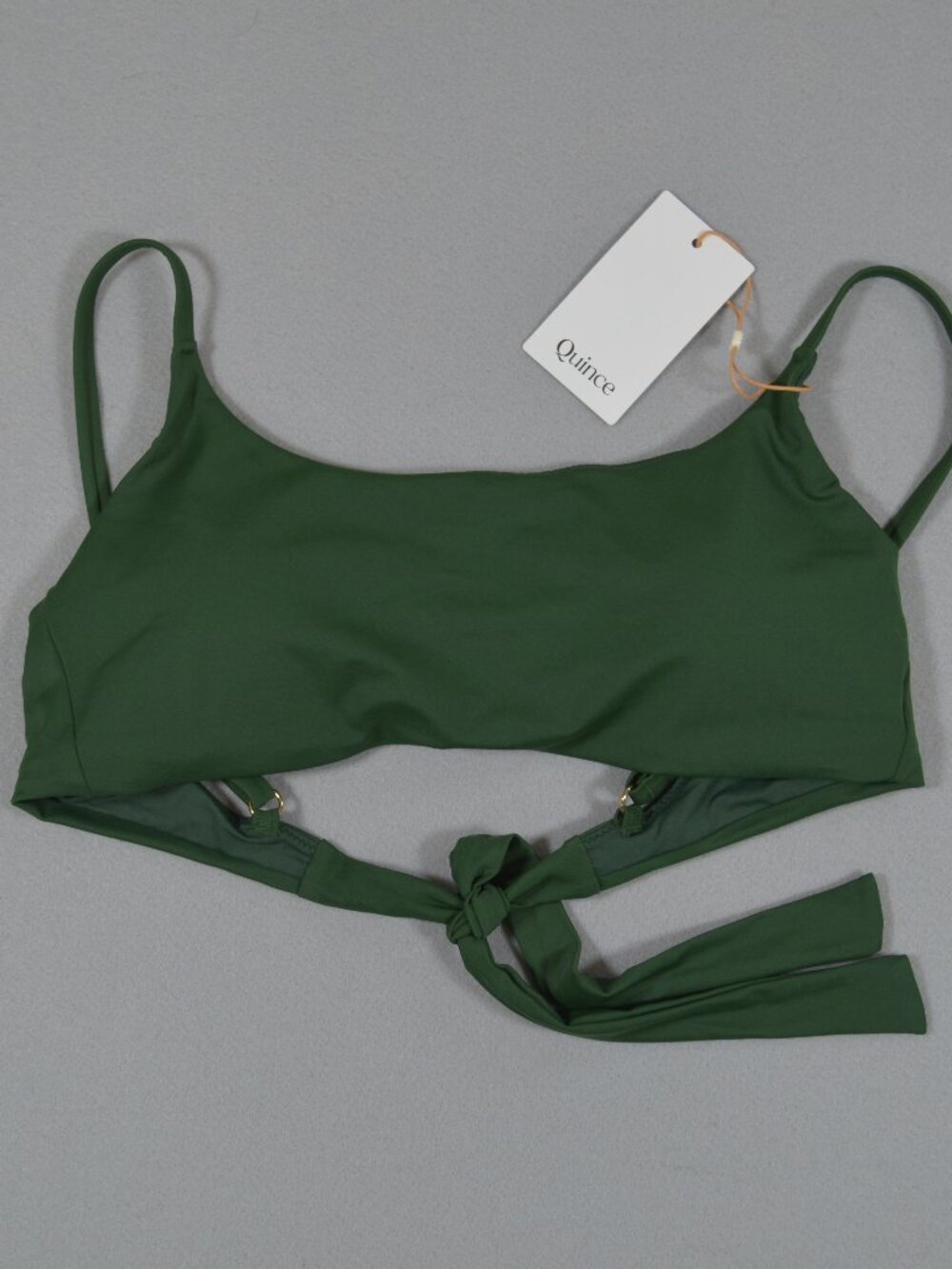 Quince Italian Scoop Neck Bikini Top Palm Green Size L NWT